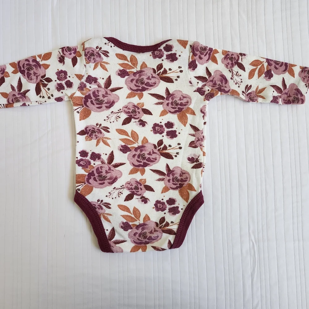 Chick Pea Infant Bodysuit with Burgundy Accents